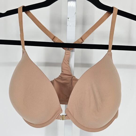 Gilligan & O'Malley Sz 34DD Everyday Racerback Front Clasp Bra Solid Beige - Picture 1 of 4